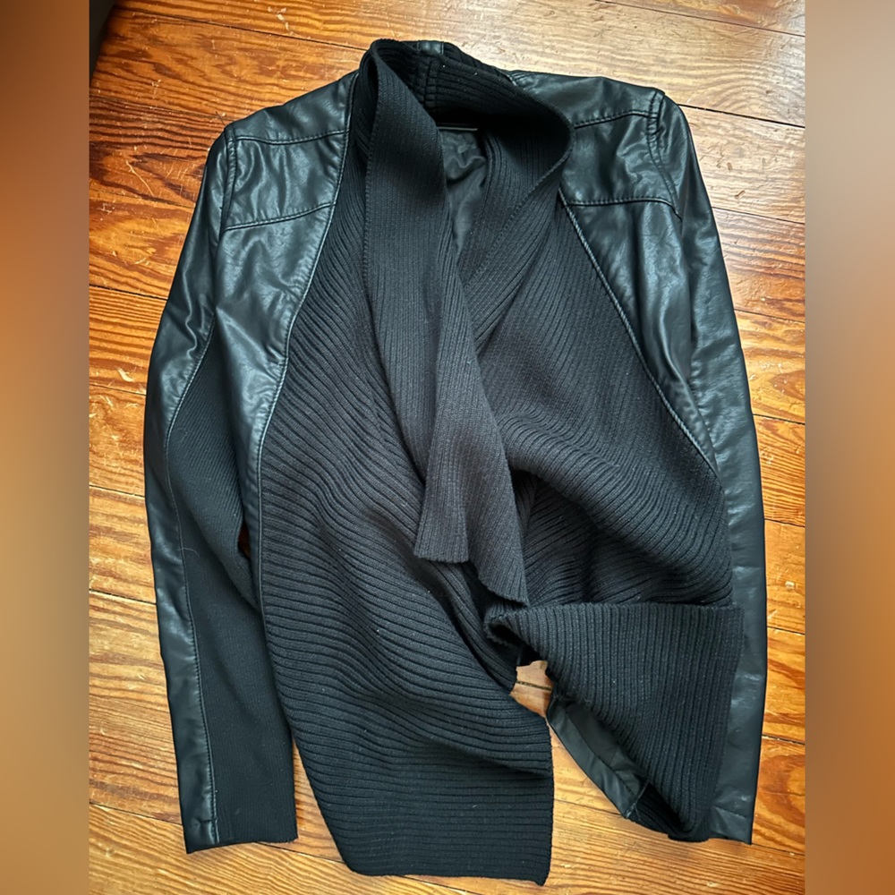 BLANKNYC Faux Leather Draped Front Jacket (XS)